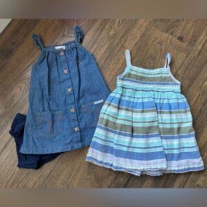 Stylish Kids Denim and Striped Dress Set